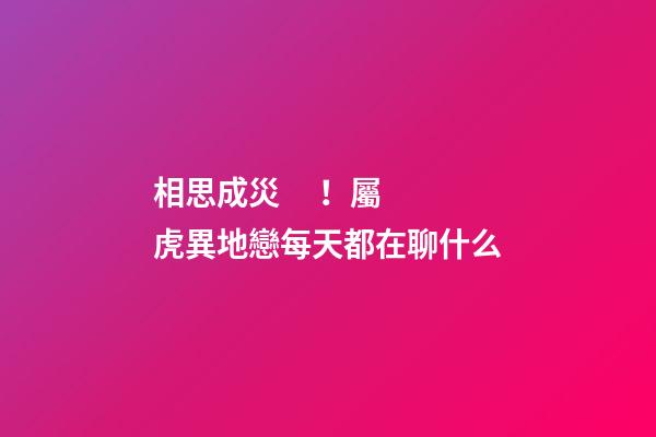 相思成災！屬虎異地戀每天都在聊什么